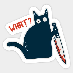 Funny Crazy Halloween Cat with Knife - What a Meow-nster! Sticker